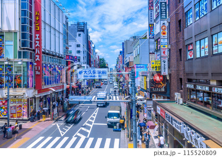 日本の東京都市景観 6月。新大久保駅前や大久保駅(画面奥)などを望む 日本の東京都市景観 6月。新大久保駅前や大久保駅(画面奥)などを望む 115520809