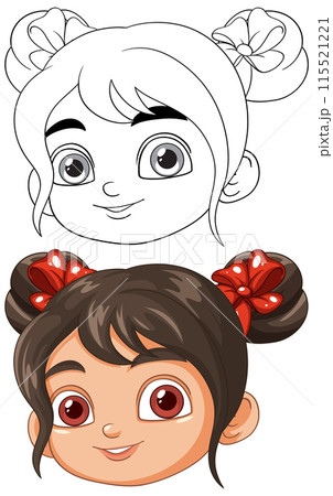 Cute Girl with Red Bows Cute Girl with Red Bows 115521221