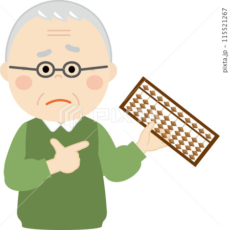 そろばんを指差すシニア男性 115521267