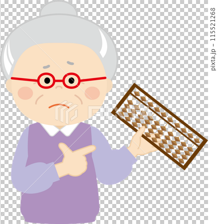 Senior woman pointing at abacus 115521268