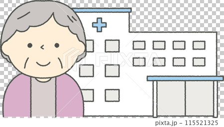 Hospital and senior woman 115521325