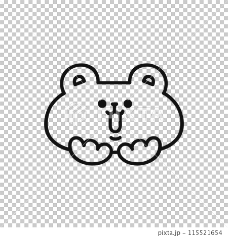 A bear with a happy expression, line drawing 115521654