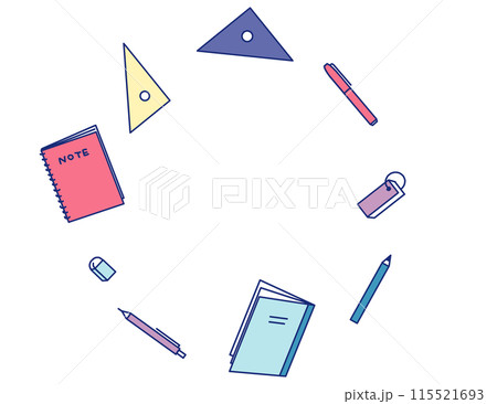 可愛い線画の勉強道具のフレーム 115521693