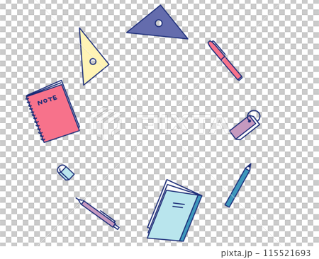 可愛い線画の勉強道具のフレーム 115521693