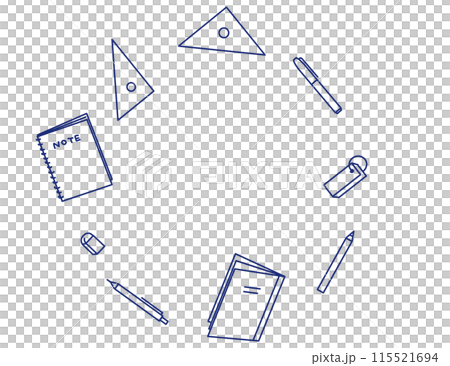 Cute line drawing study supplies frame Cute line drawing study supplies frame 115521694