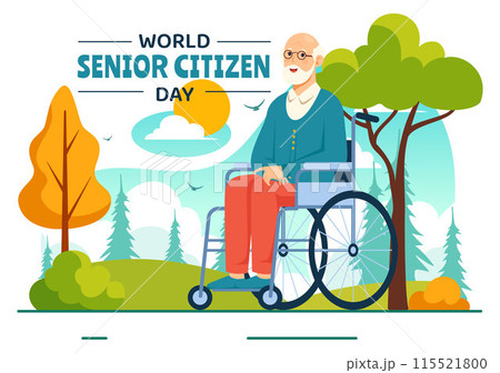 World Senior Citizen Day Vector Illustration on August 21st to respect and Honor the Contributions of Older People, set against a Flat Background World Senior Citizen Day Vector Illustration on August 21st to respect and Honor the Contributions of Older People, set against a Flat Background 115521800