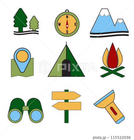The camping equipment icon for travel concept vector image. The camping equipment icon for travel concept vector image. 115522036