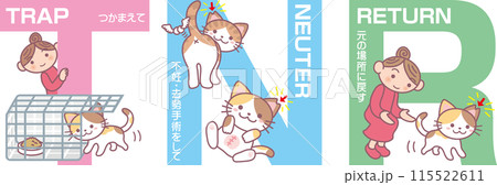 改訂版TNRイラスト_三毛猫メイン_日本語表記あり 115522611