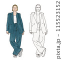 スーツを着た女性の全身イラスト 115523152