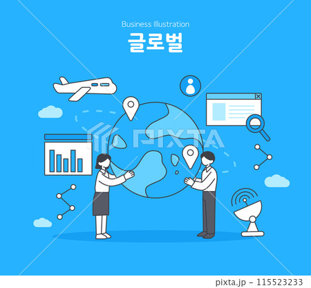 Line Illustration of Business Workers Line Illustration of Business Workers 115523233