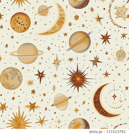 Planets and Stars Seamless Patternのイラスト素材 [115523762] - PIXTA