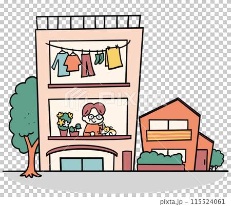People and lifestyles living in residential areas 115524061