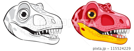 Colorful Dinosaur Head Illustration Colorful Dinosaur Head Illustration 115524229