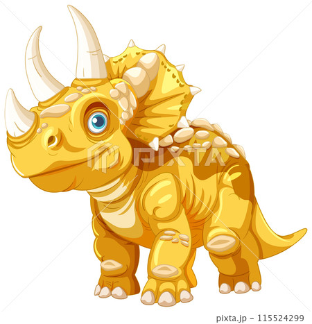Cute Yellow Triceratops Illustration 115524299