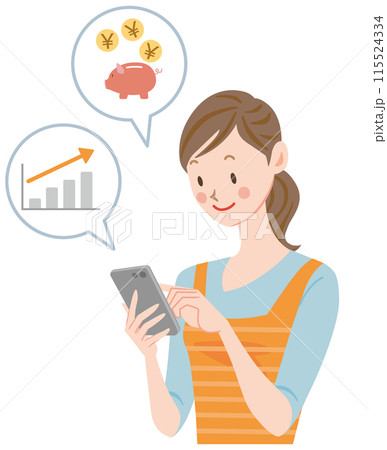 スマートフォンを使う女性　投資　ポイント 115524334