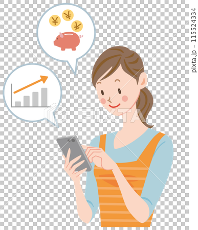 スマートフォンを使う女性　投資　ポイント 115524334