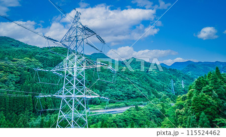 送電線鉄塔の写真 送電線鉄塔の写真 115524462