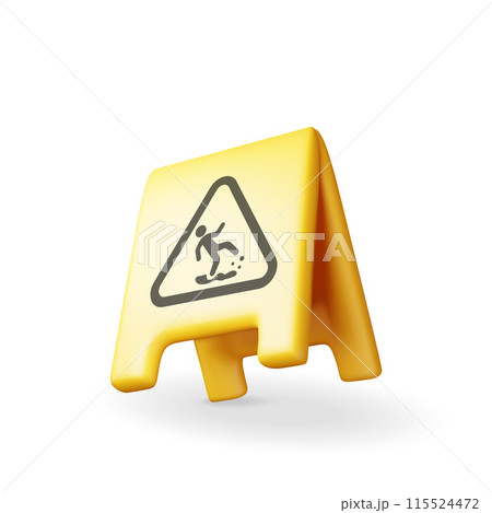 3d plastic wet floor sign isolated on white 3d plastic wet floor sign isolated on white 115524472