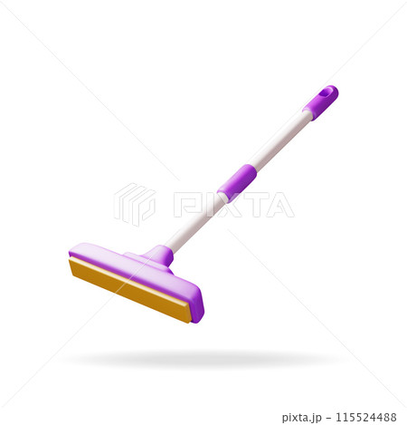 3d floor cleaning mop with plastic handle isolated 3d floor cleaning mop with plastic handle isolated 115524488