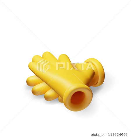3d yellow rubber gloves isolated on white 115524495