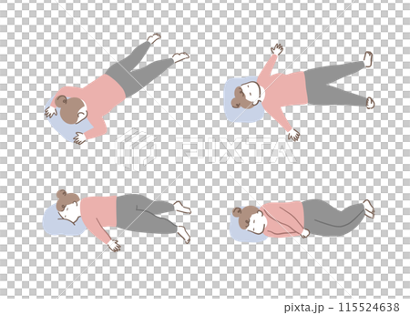 Illustration material of four types of sleeping women 115524638