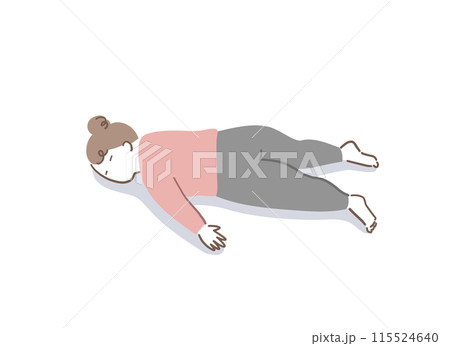 うつ伏せで寝ているぽっちゃり体型の女性のイラスト素材 うつ伏せで寝ているぽっちゃり体型の女性のイラスト素材 115524640
