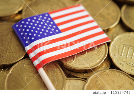 USA America flag on gold coins, finance and banking business. 115524745