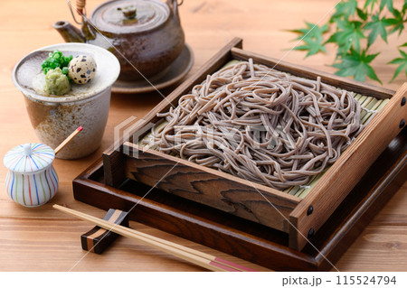 ざる蕎麦 （　薬味 刻み葱、鶉の卵、わさび　） 115524794