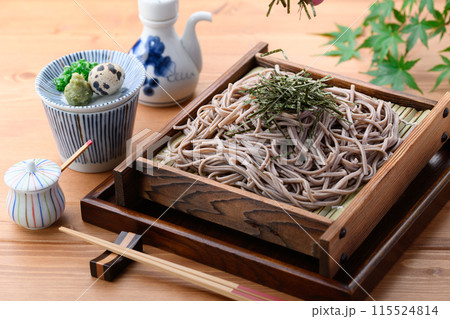 ざる蕎麦 （　薬味 刻み葱、鶉の卵、わさび　） 115524814