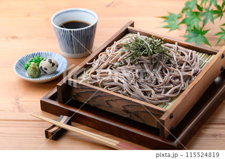 ざる蕎麦 ( 薬味 刻み葱、鶉の卵、わさび ) ざる蕎麦 ( 薬味 刻み葱、鶉の卵、わさび ) 115524819