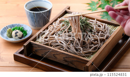 ざる蕎麦 （　薬味 刻み葱、鶉の卵、わさび　） 115524831