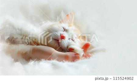 手の上で安心して眠る猫 115524902
