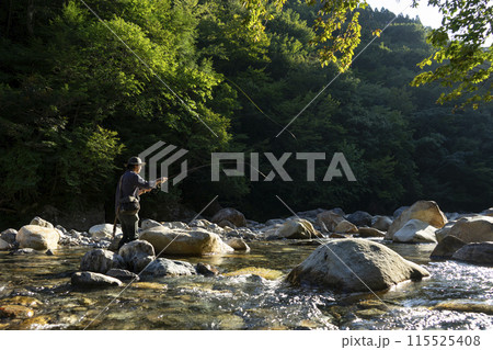 フライフィッシングを楽しむ男性 115525408