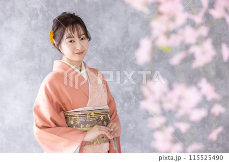 訪問着の着物を着た女性 訪問着の着物を着た女性 115525490