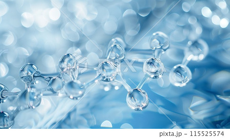 Close up of a molecule in electric blue on a transparent background 115525574