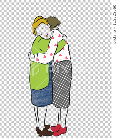 Women hugging, warm greetings, friendship 115525660