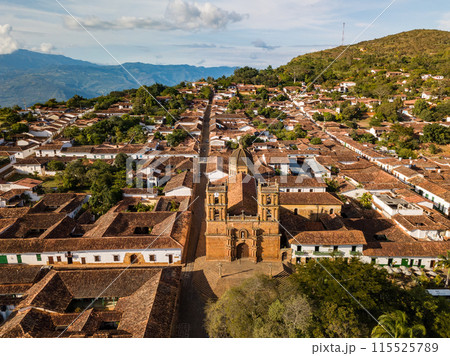 Heritage town Barichara, aerial view of beautiful colonial architecture. Colombia 115525789