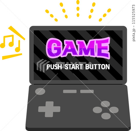 タイトル画面が表示された携帯ゲーム機 115525973