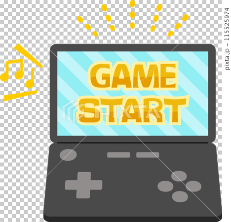 A handheld game console screen showing "GAME START" 115525974