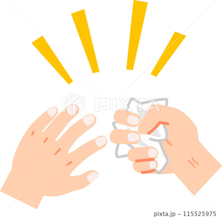 紙を握りしめ丸める手 115525975