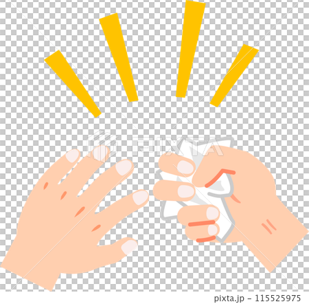 紙を握りしめ丸める手 115525975