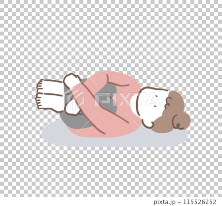 Illustration material of a woman lying down and thinking Illustration material of a woman lying down and thinking 115526252