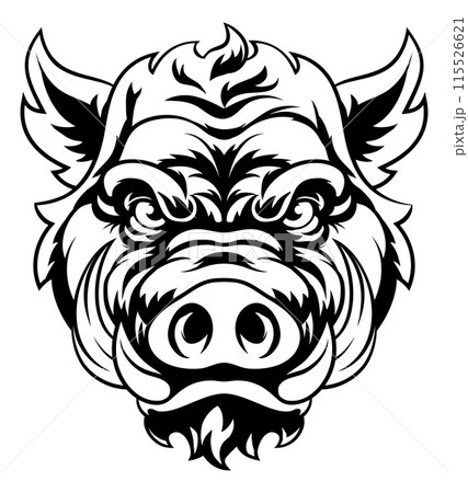 Boar Wild Hog Razorback Warthog Mascot Pig Cartoon 115526621