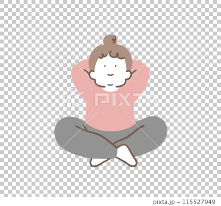 あぐらで座っている女性のイラスト素材 115527949