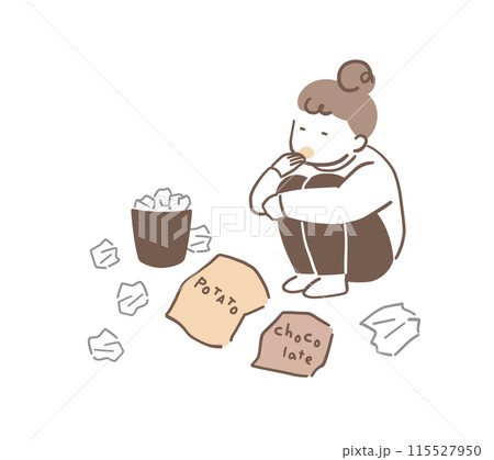 お菓子を食べる女性のイラスト素材 お菓子を食べる女性のイラスト素材 115527950