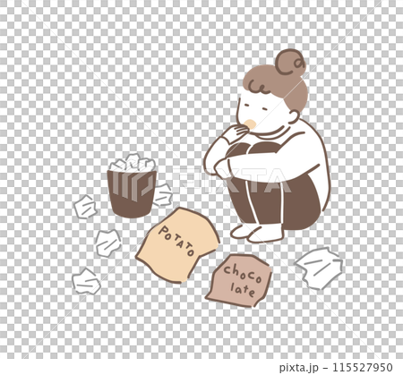 お菓子を食べる女性のイラスト素材 お菓子を食べる女性のイラスト素材 115527950