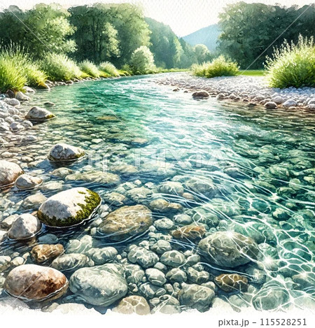 自然の美しさを感じる清らかな川の風景 115528251