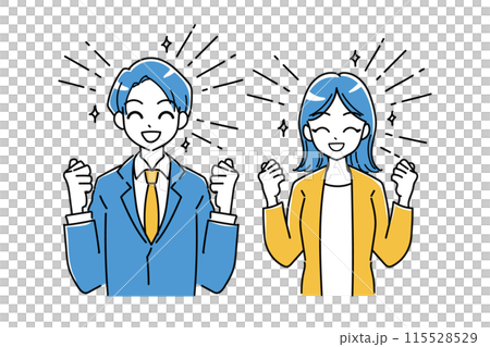 Illustration of a business person posing with a bright smile Illustration of a business person posing with a bright smile 115528529