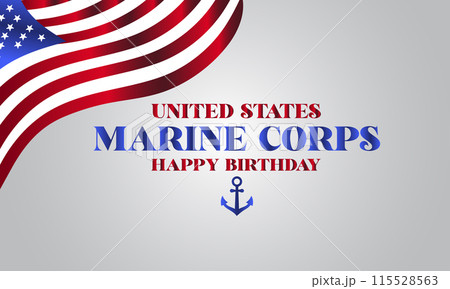 White background United States Marine Corps Happy Birthday Stylish Text With Usa Flag Design White background United States Marine Corps Happy Birthday Stylish Text With Usa Flag Design 115528563