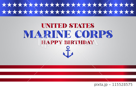Beatiful United States Marine Corps Happy Birthday Stylish Text With Usa Flag Design 115528575